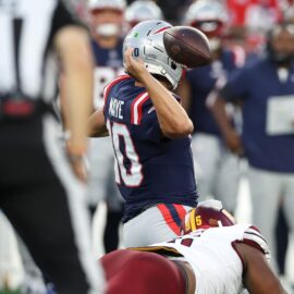 New England Patriots quarterback Drake Maye
