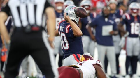New England Patriots quarterback Drake Maye