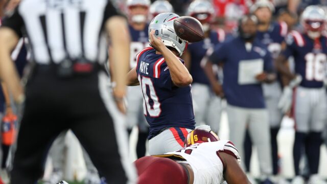 New England Patriots quarterback Drake Maye