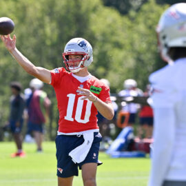 New England Patriots quarterback Drake Maye and wide receiver Stefon Diggs