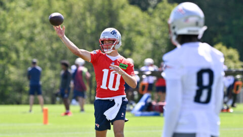 New England Patriots quarterback Drake Maye and wide receiver Stefon Diggs