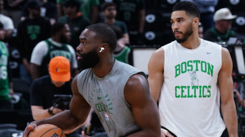 Boston Celtics forwards Jaylen Brown and Jayson Tatum