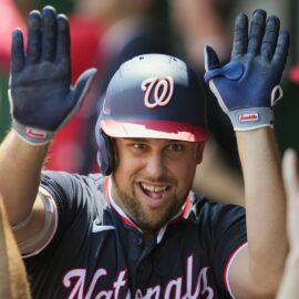 Washington Nationals first baseman Nathaniel Lowe