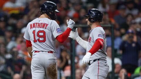 Boston Red Sox players Roman Anthony and Alex Bregman