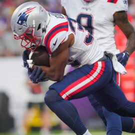 New England Patriots running back TreVeyon Henderson