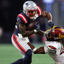 New England Patriots running back TreVeyon Henderson