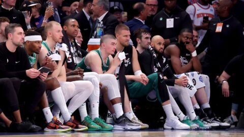 The Boston Celtics bench