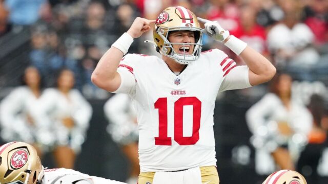 San Francisco 49ers quarterback Mac Jones