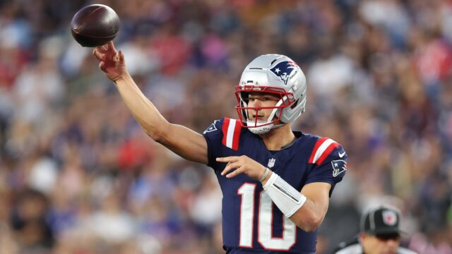 New England Patriots quarterback Drake Maye