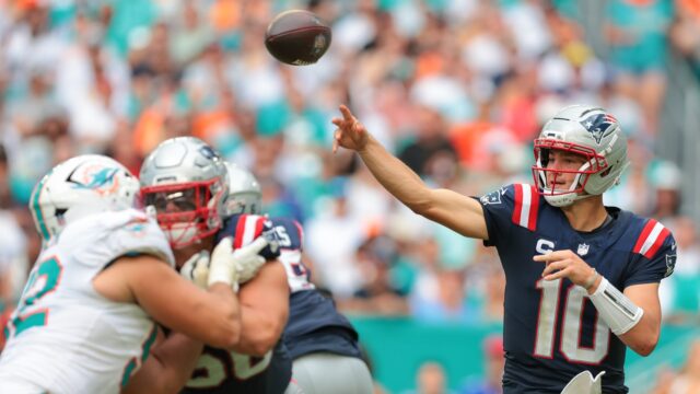 New England Patriots quarterback Drake Maye
