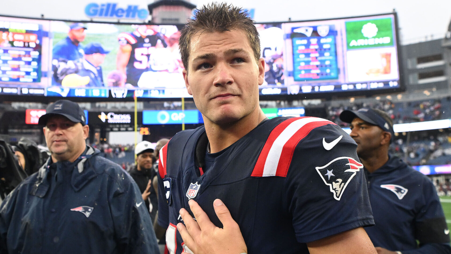 Patriots’ Drake Maye Salutes Cam Newton After Hitting Former QB’s Celebration