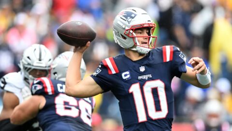 New England Patriots quarterback Drake Maye