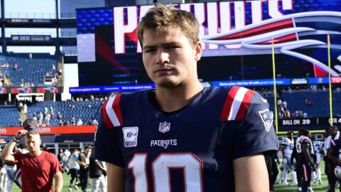 New England Patriots quarterback Drake Maye