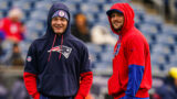 New England Patriots quarterback Drake Maye and Buffalo Bills quarterback Josh Allen