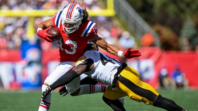 Pittsburgh Steelers safety Jabrill Peppers and New England Patriots wide receiver Mack Hollins