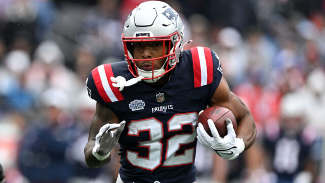 New England Patriots running back TreVeyon Henderson