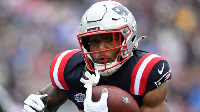 New England Patriots running back TreVeyon Henderson