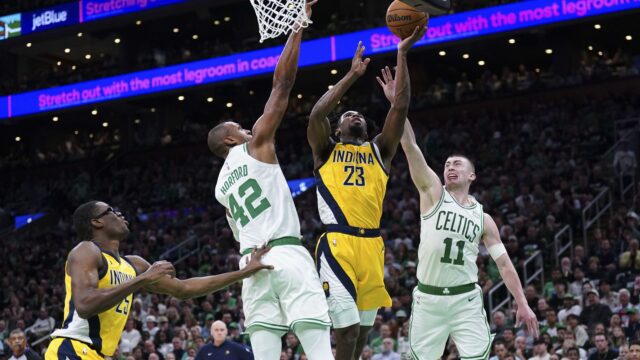 Center Al Horford, guard Aaron Nesmith and guard Payton Pritchard