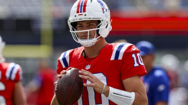 New England Patriots quarterback Drake Maye