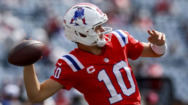 New England Patriots quarterback Drake Maye