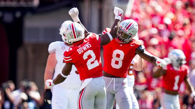 Ohio State Buckeyes safety Caleb Downs and linebacker Arvell Reese