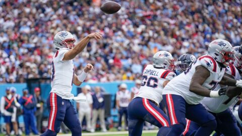New England Patriots quarterback Drake Maye