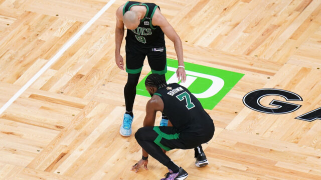 Boston Celtics forward Jaylen Brown and guard Derrick White