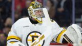 Boston Bruins goalie Jeremy Swayman
