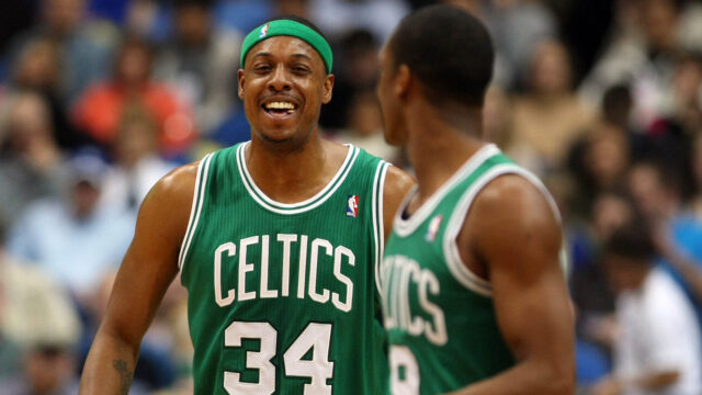 Former Boston Celtics forward Paul Pierce and Rajon Rondo