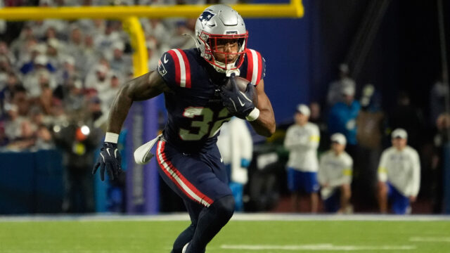 New England Patriots running back TreVeyon Henderson