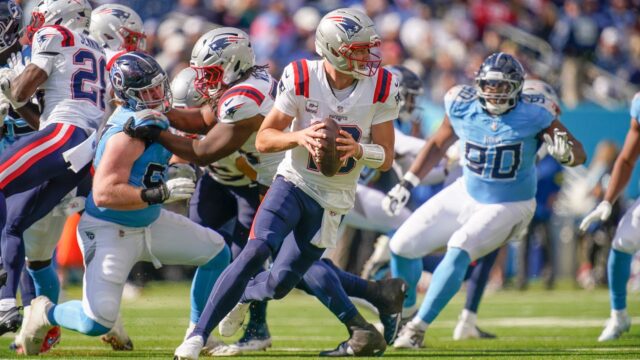New England Patriots quarterback Drake Maye