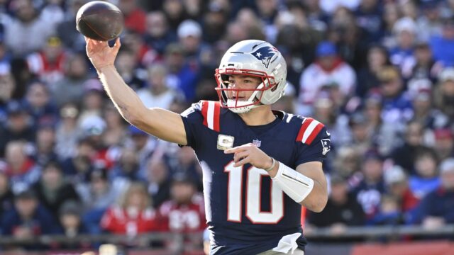 New England Patriots quarterback Drake Maye