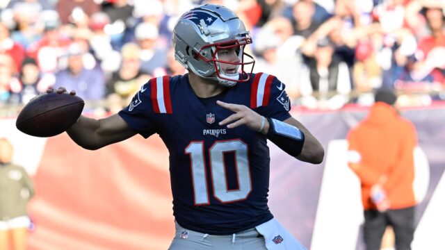 New England Patriots quarterback Drake Maye
