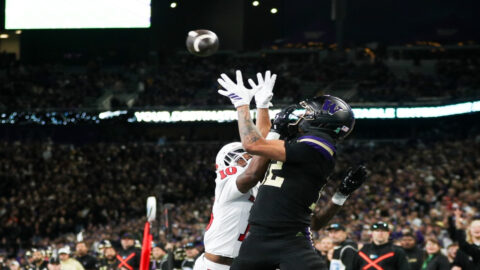 Washington wide receiver Denzel Boston