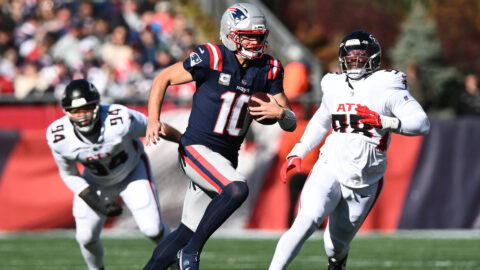 New England Patriots quarterback Drake Maye