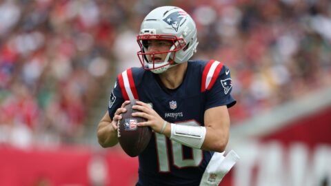 New England Patriots quarterback Drake Maye