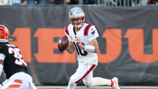 New England Patriots quarterback Drake Maye
