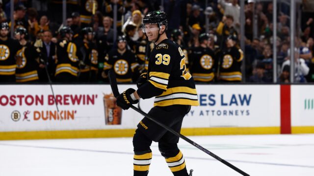 Boston Bruins forward Morgan Geekie