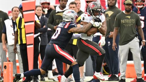 Tampa Bay Buccaneers running back Sean Tucker