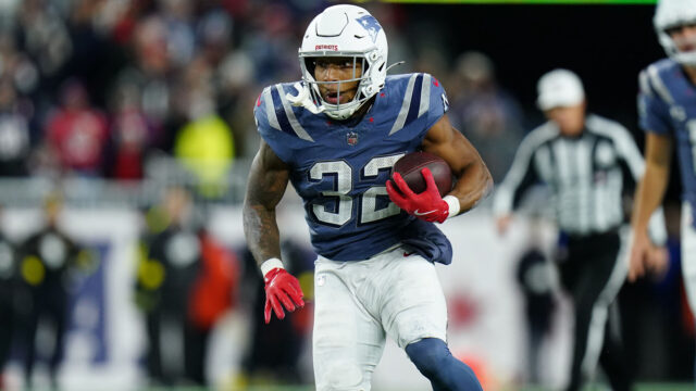 New England Patriots running back TreVeyon Henderson