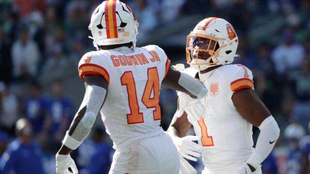 Tampa Bay Buccaneers wide receiver Chris Godwin Jr. and running back Rachaad White