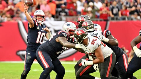 New England Patriots quarterback Drake Maye