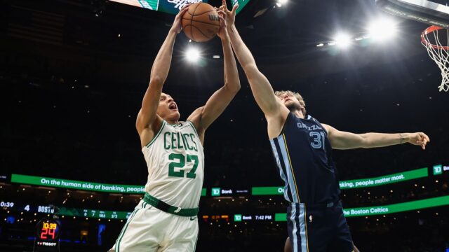 Boston Celtics guard Jordan Walsh and Memphis Grizzlies center Jock Landale
