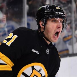 Boston Bruins forward Alex Steeves