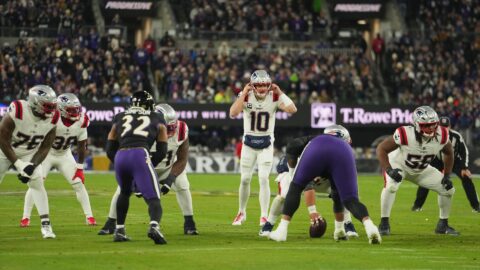 New England Patriots quarterback Drake Maye