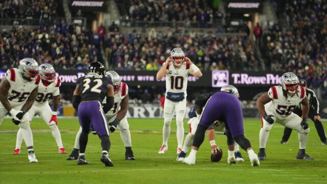 New England Patriots quarterback Drake Maye
