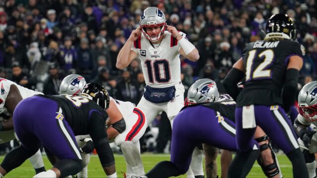 New England Patriots quarterback Drake Maye