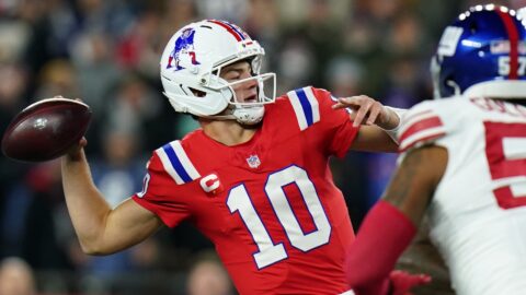 New England Patriots quarterback Drake Maye