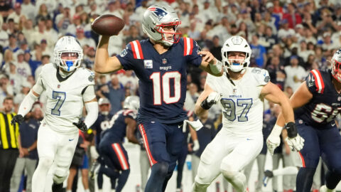 New England Patriots quarterback Drake Maye