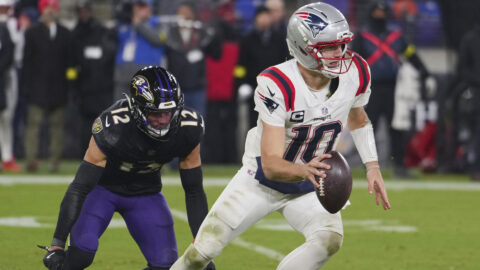 New England Patriots quarterback Drake Maye and Baltimore Ravens safety Alohi Gilman